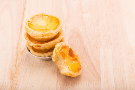 dessert egg tart sweet custard pie on wooden table background