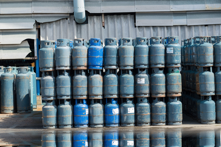 a lot of Danger gas bottle