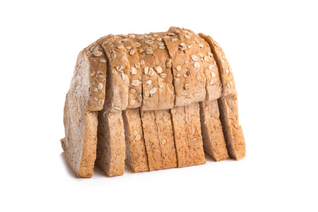 loaf of whole wheat bread isolated on white background