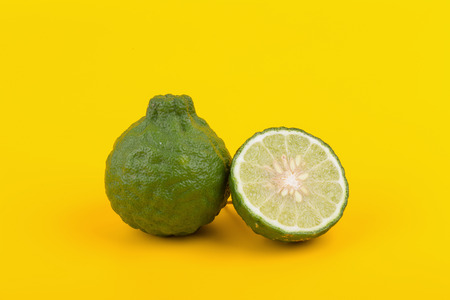 Bergamot fruit Bergamot isolated on yellow background.