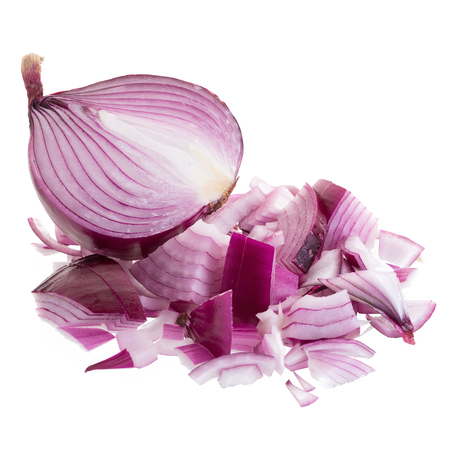 Sliced red onion isolated on a white background.の写真素材