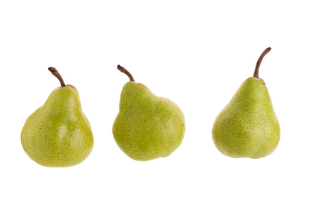 Ripe green pears isolated on a white background.の写真素材