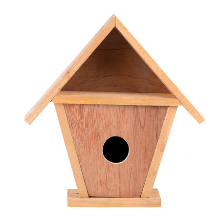 Wooden Bird House Isolated on White background.の写真素材