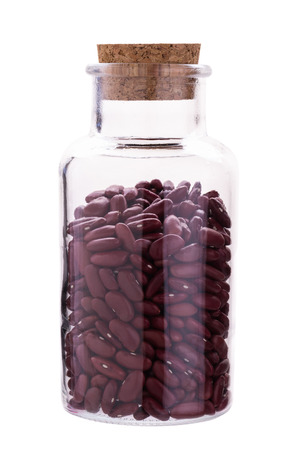 Red bean In a bottle isolated on a white background.の写真素材