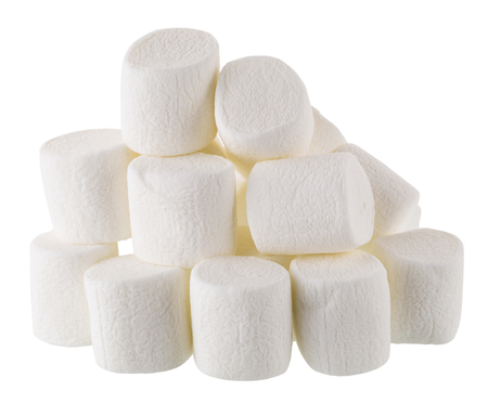 Fluffy white marshmallow isolated on white background.の写真素材