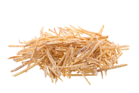 fried Taro slices Dip into the caramel isolated on white background.の写真素材