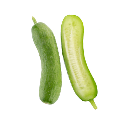 Organic Mini Baby Cucumbers isolated on white background.の写真素材