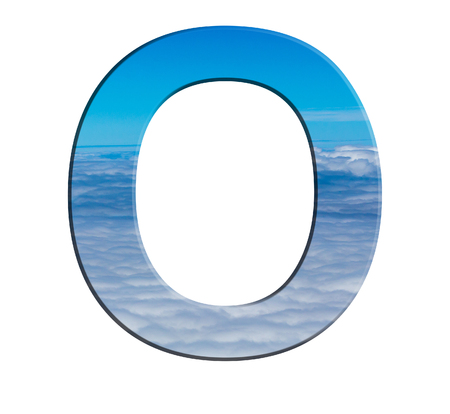 alphabet letters Blue sky with clouds on a white background.の写真素材
