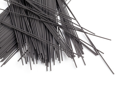 Bunch of spaghetti on white background, top view.の写真素材