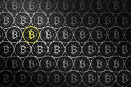 Bitcoin Cryptocurrency Concept. On Blackboard with chalk doodle, infographics are visual representations. infographics  Background.の写真素材