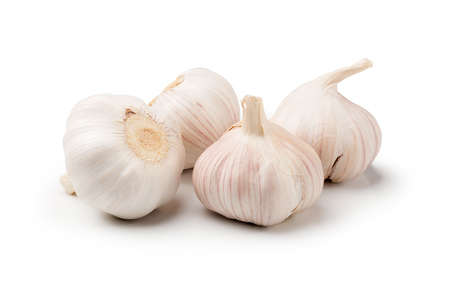 Fresh organic garlic and Garlic clove isolated on background.の写真素材
