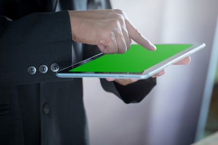 Experience entertainment anywhere, anytime, with the ample line of mobile tablets.の写真素材