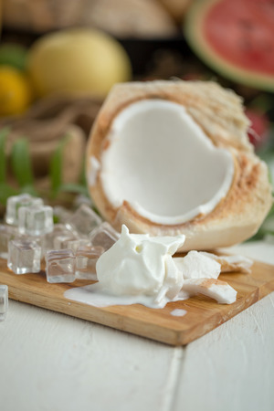 Coconut Milk Ice Cream and Young Coconut.の写真素材