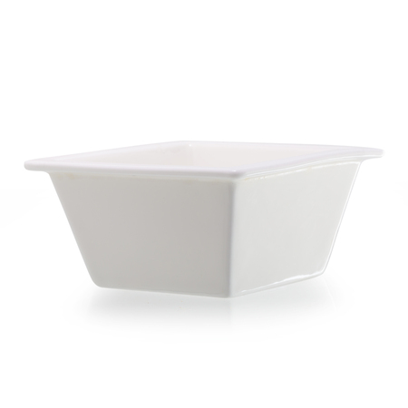 Small glazed ceramic ramekin isolated on whiteの写真素材