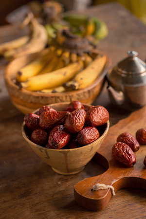Dried red date or Chinese jujube. Traditional herbal medicine.