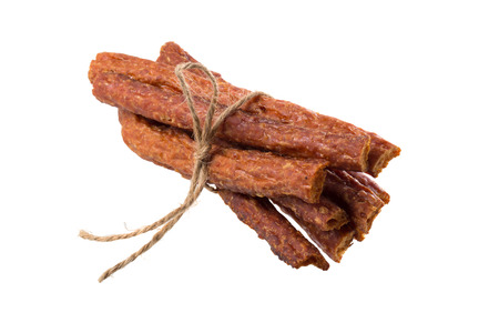 Pounded pork Bar, Dry pork Bar isolated on a white background.の写真素材