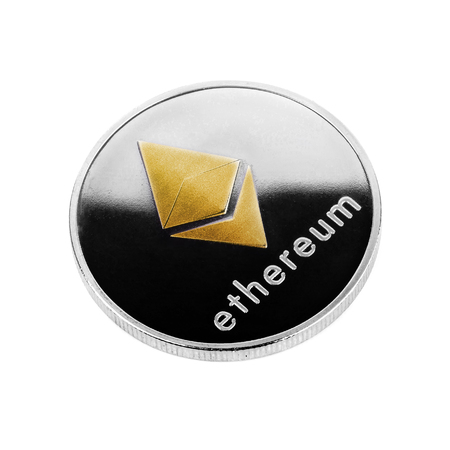Ethereum cryptocurrency coins isolated on a white background. new virtual money concept.の写真素材