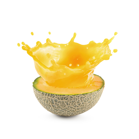 Melon Juice or Cantaloupe Juice isolated on a white background.の写真素材