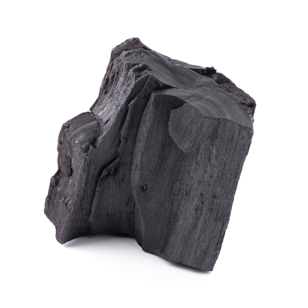 Natural wood charcoal Isolated on white background.の写真素材
