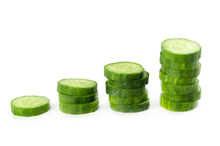 cucumber slice isolated on a white background.の写真素材