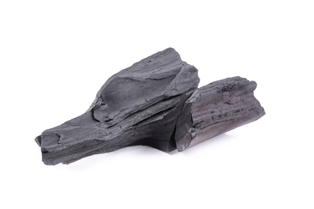 Natural wood charcoal Isolated on white background.の写真素材