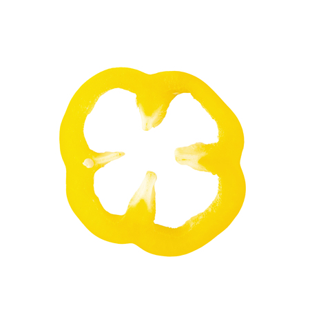 sweet yellow pepper isolated on white backgroundの写真素材