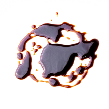 Abstract pattern made of chocolate Sauce isolated on white backgroundの写真素材