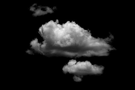 White cloud isolated on a black background realistic cloud.
