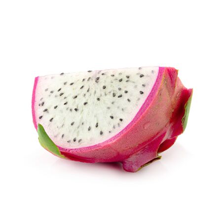 Sliced of Dragon Fruit or Pitaya isolated over white background.の写真素材
