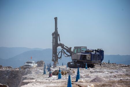 Rock drill car for bombing at a coal mine