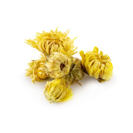 Dried Chrysanthemum Flowers isolated on a White Background.の写真素材