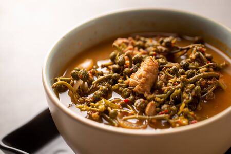 Kaeng Sa-lae (Sour curry with Broussonetia kurzii) Northern's foods of Thailand.の写真素材