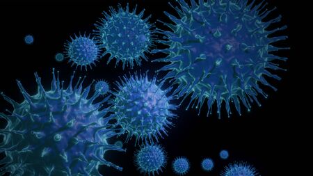 Coronavirus 2019-nCov Microscope virus close up. 3d rendering.