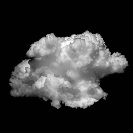 White cloud isolated on a black background realistic cloud.の写真素材