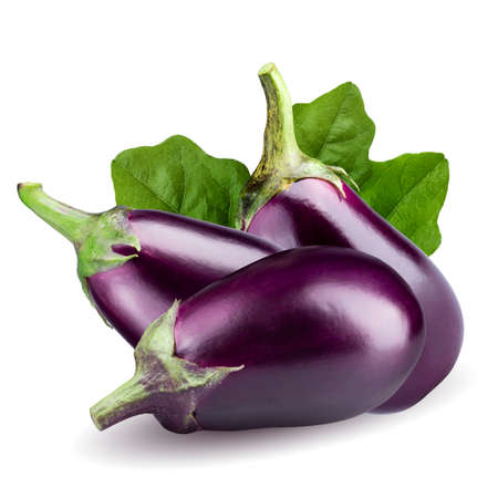 Fresh Eggplant isolated on white background with clipping path.の写真素材