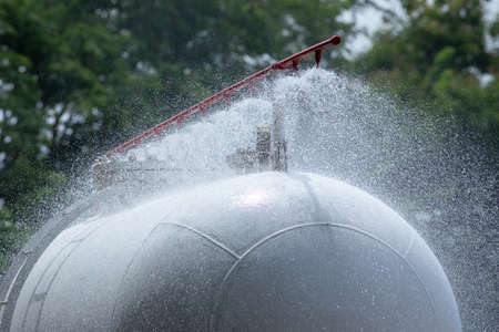 Disaster training exercise depicting gas station in Lampang, Thailand