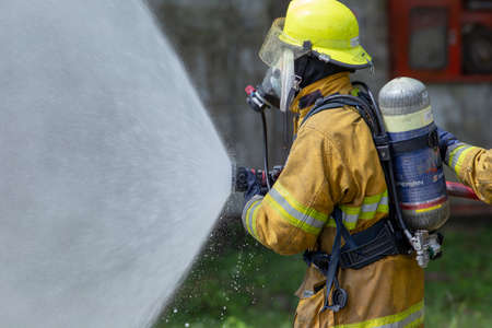 Disaster training exercise depicting gas station in Lampang, Thailand - 19 July 2018.のeditorial素材