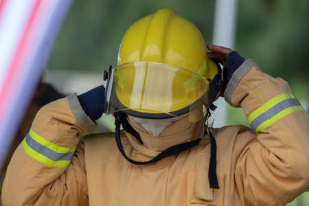 Disaster training exercise depicting gas station in Lampang, Thailand - 18 July 2018.