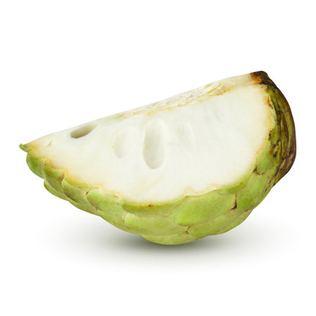 Sugar apple or custard apple, whole ripe exotic tropical fruit isolated on a white backgroundの写真素材