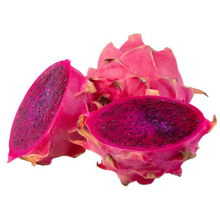Red Dragonfruit or Red Pitaya isolated on a white backgroundの写真素材