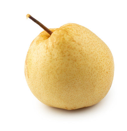 Crisp and Juicy Chinese Pear with Pale Yellow Skin isolated on a white backgroundの写真素材