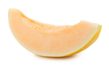 Golden Melon slices isolated on a white backgroundの写真素材