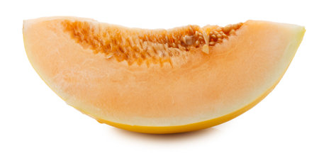 Golden Melon slices isolated on a white backgroundの写真素材