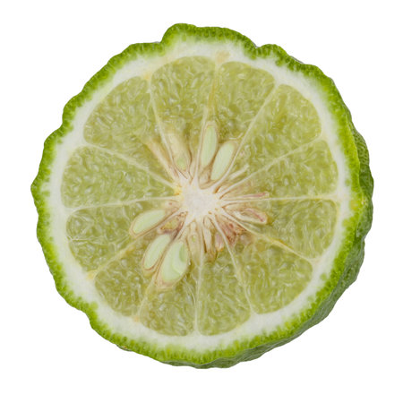 Fresh Green Kaffir Lime Fruits isolated on a white background