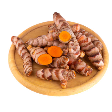 Turmeric Herb Contains Bioactive Compounds With Powerful Medicinal Properties isolated on a white...
