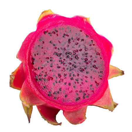 Fresh red dragon fruit isolated on a white backgroundの写真素材