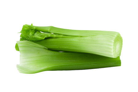fresh celery isolated on a white background.の写真素材