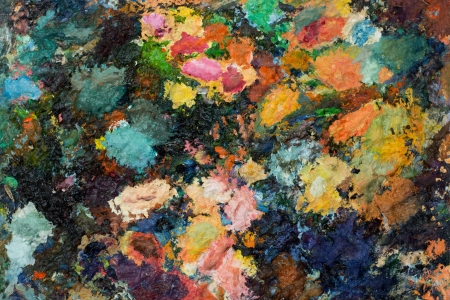 paint  palette with many colorsの写真素材