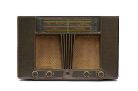 old  radio isolated on white backgroundの写真素材