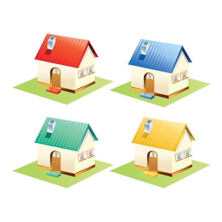 Colorful houses set isolated Illustration  のイラスト素材